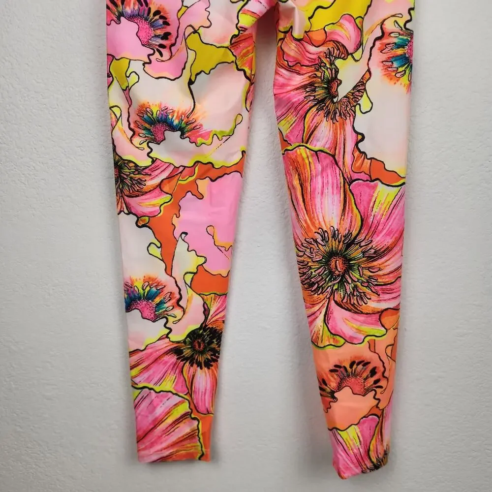 Agua Bendita Kids Swim Rashguard Leggings in Pink, Orange, Yellow